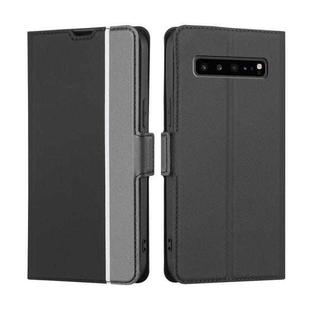 For Samsung Galaxy S10 5G Twill Texture Side Button Leather Phone Case(Black)