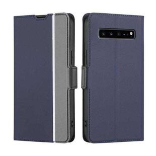 For Samsung Galaxy S10 5G Twill Texture Side Button Leather Phone Case(Blue)