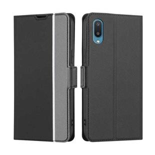 For Samsung Galaxy A02 Twill Texture Side Button Leather Phone Case(Black)