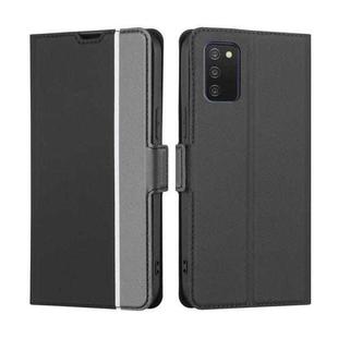 For Samsung Galaxy A03s Twill Texture Side Button Leather Phone Case(Black)