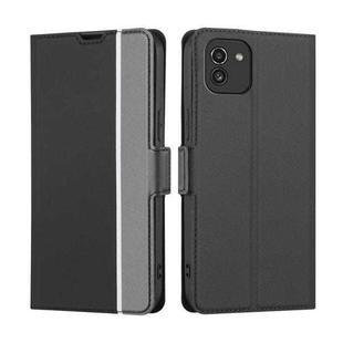 For Samsung Galaxy A03 Global Twill Texture Side Button Leather Phone Case(Black)