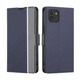 For Samsung Galaxy A03 Global Twill Texture Side Button Leather Phone Case(Blue)