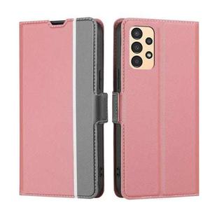 For Samsung Galaxy A13 4G Twill Texture Side Button Leather Phone Case(Pink)