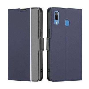 For Samsung Galaxy A30 JP Twill Texture Side Button Leather Phone Case(Blue)