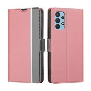 For Samsung Galaxy A32 4G Twill Texture Side Button Leather Phone Case(Pink)
