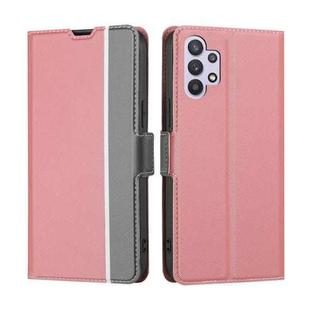 For Samsung Galaxy A32 5G Twill Texture Side Button Leather Phone Case(Pink)