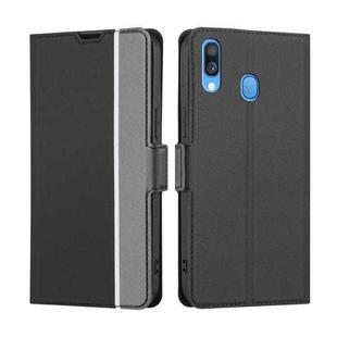 For Samsung Galaxy A40 Twill Texture Side Button Leather Phone Case(Black)