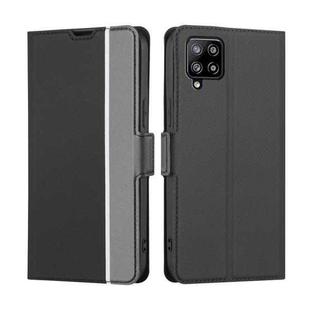 For Samsung Galaxy A42 5G Twill Texture Side Button Leather Phone Case(Black)