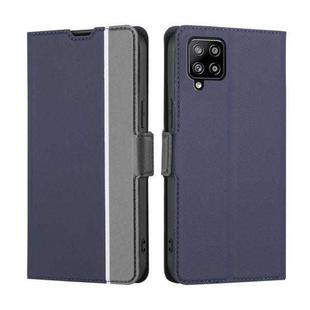 For Samsung Galaxy A42 5G Twill Texture Side Button Leather Phone Case(Blue)