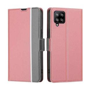 For Samsung Galaxy A42 5G Twill Texture Side Button Leather Phone Case(Pink)