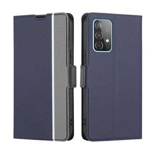 For Samsung Galaxy A52 4G&5G / A52s 5G Twill Texture Side Button Leather Phone Case(Blue)