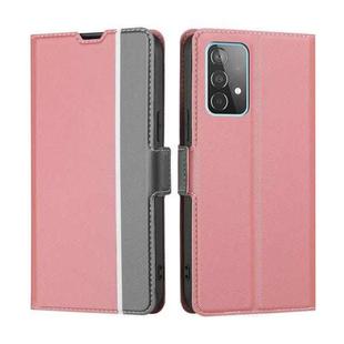 For Samsung Galaxy A52 4G&5G / A52s 5G Twill Texture Side Button Leather Phone Case(Pink)