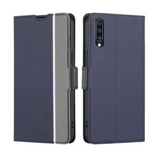 For Samsung Galaxy A70 Twill Texture Side Button Leather Phone Case(Blue)