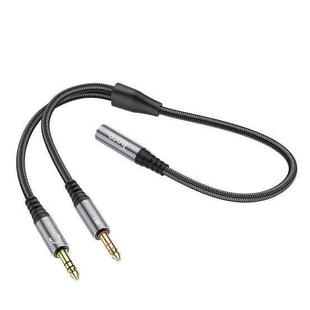 hoco UPA21 2 in 1 3.5mm Female to 2 x Male Headset Audio Adapter Cable(Metal Grey)