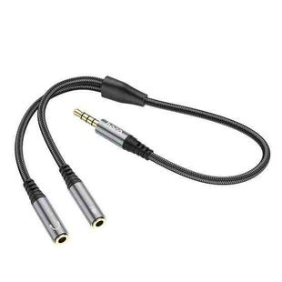 hoco UPA21 2 in 1 3.5mm Male to 2 x Female Headset Audio Adapter Cable(Metal Grey)