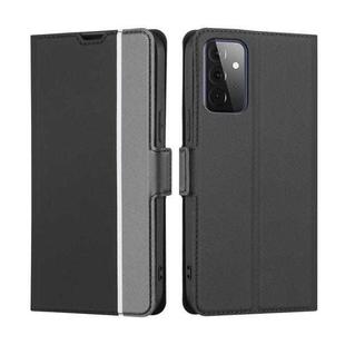 For Samsung Galaxy A72 Twill Texture Side Button Leather Phone Case(Black)