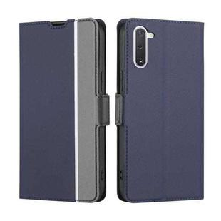 For Samsung Galaxy Note10 Twill Texture Side Button Leather Phone Case(Blue)
