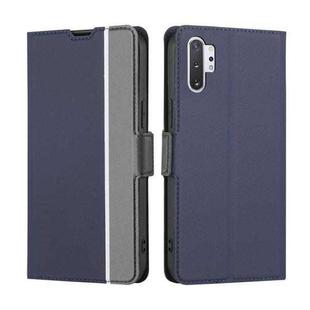 For Samsung Galaxy Note10+ Twill Texture Side Button Leather Phone Case(Blue)