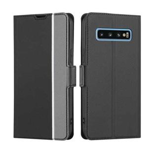 For Samsung Galaxy S10 Twill Texture Side Button Leather Phone Case(Black)