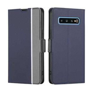 For Samsung Galaxy S10 Twill Texture Side Button Leather Phone Case(Blue)