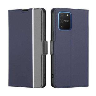 For Samsung Galaxy S10 Lite / A91 / M80s Twill Texture Side Button Leather Phone Case(Blue)