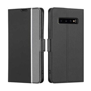 For Samsung Galaxy S10+ Twill Texture Side Button Leather Phone Case(Black)