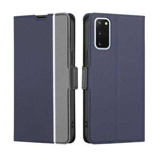 For Samsung Galaxy S20 Twill Texture Side Button Leather Phone Case(Blue)