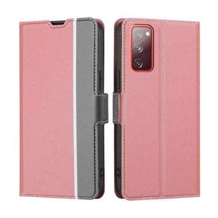 For Samsung Galaxy S20 FE Twill Texture Side Button Leather Phone Case(Pink)