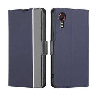 For Samsung Galaxy Xcover 5 Twill Texture Side Button Leather Phone Case(Blue)