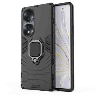 For Honor 70 5G Shockproof PC + TPU Phone Case with Magnetic Ring Holder(Black)