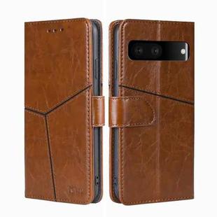 For Google Pixel 7 5G Geometric Stitching Horizontal Flip TPU + PU Leather Phone Case(Light Brown)