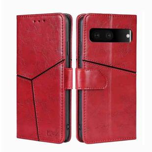 For Google Pixel 7 5G Geometric Stitching Horizontal Flip TPU + PU Leather Phone Case(Red)
