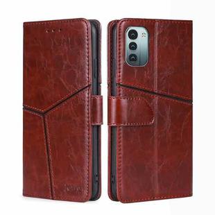 For Nokia G21/G11 Geometric Stitching Horizontal Flip TPU + PU Leather Phone Case(Dark Brown)