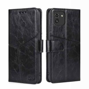 For Samsung Galaxy A03 EU Geometric Stitching Horizontal Flip TPU + PU Leather Phone Case(Black)