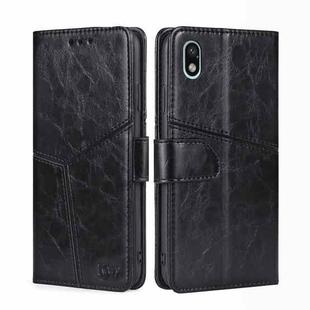For Sony Xperia Ace III Geometric Stitching Horizontal Flip TPU + PU Leather Phone Case(Black)