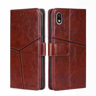 For Sony Xperia Ace III Geometric Stitching Horizontal Flip TPU + PU Leather Phone Case(Dark Brown)