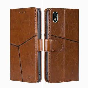 For Sony Xperia Ace III Geometric Stitching Horizontal Flip TPU + PU Leather Phone Case(Light Brown)