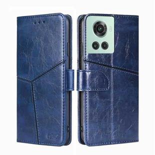 For OnePlus Ace/10R Geometric Stitching Horizontal Flip TPU + PU Leather Phone Case(Blue)