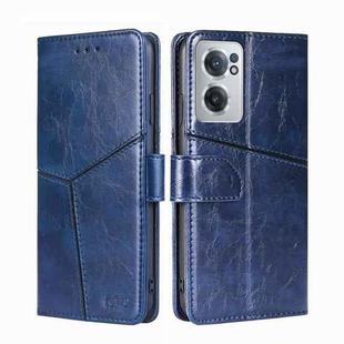 For OnePlus Nord CE 2 5G Geometric Stitching Horizontal Flip TPU + PU Leather Phone Case(Blue)