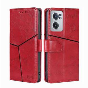 For OnePlus Nord CE 2 5G Geometric Stitching Horizontal Flip TPU + PU Leather Phone Case(Red)