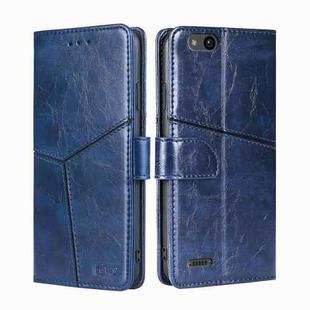 For ZTE Tempo X Geometric Stitching Horizontal Flip TPU + PU Leather Phone Case(Blue)