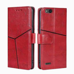 For ZTE Tempo X Geometric Stitching Horizontal Flip TPU + PU Leather Phone Case(Red)