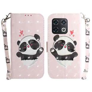 For OnePlus 10 Pro 5G 3D Colored Horizontal Flip Leather Phone Case(Heart Panda)