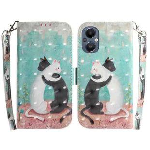 For OnePlus Nord N20 5G 3D Colored Horizontal Flip Leather Phone Case(Black White Cat)