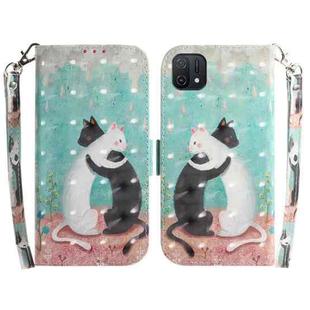 For OPPO A16K 3D Colored Horizontal Flip Leather Phone Case(Black White Cat)