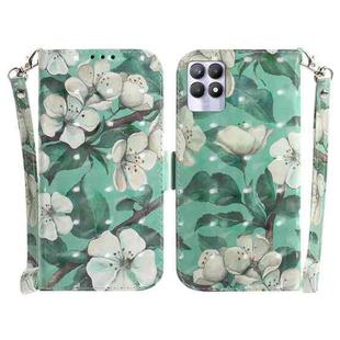 For OPPO Realme 8i 3D Colored Horizontal Flip Leather Phone Case(Watercolor Flower)