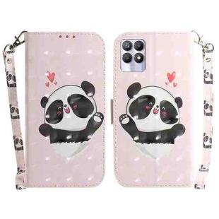 For OPPO Realme 8i 3D Colored Horizontal Flip Leather Phone Case(Heart Panda)