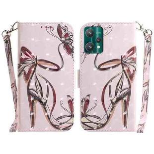 For OPPO Realme 9 Pro 3D Colored Horizontal Flip Leather Phone Case(Butterfly High-heeled)