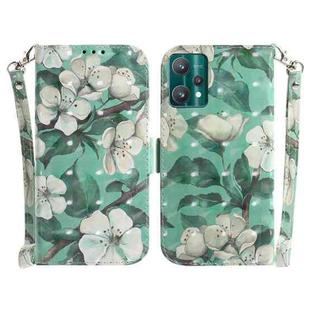 For OPPO Realme 9 Pro 3D Colored Horizontal Flip Leather Phone Case(Watercolor Flower)