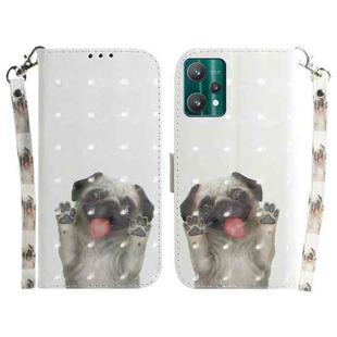 For OPPO Realme 9 Pro 3D Colored Horizontal Flip Leather Phone Case(Pug)
